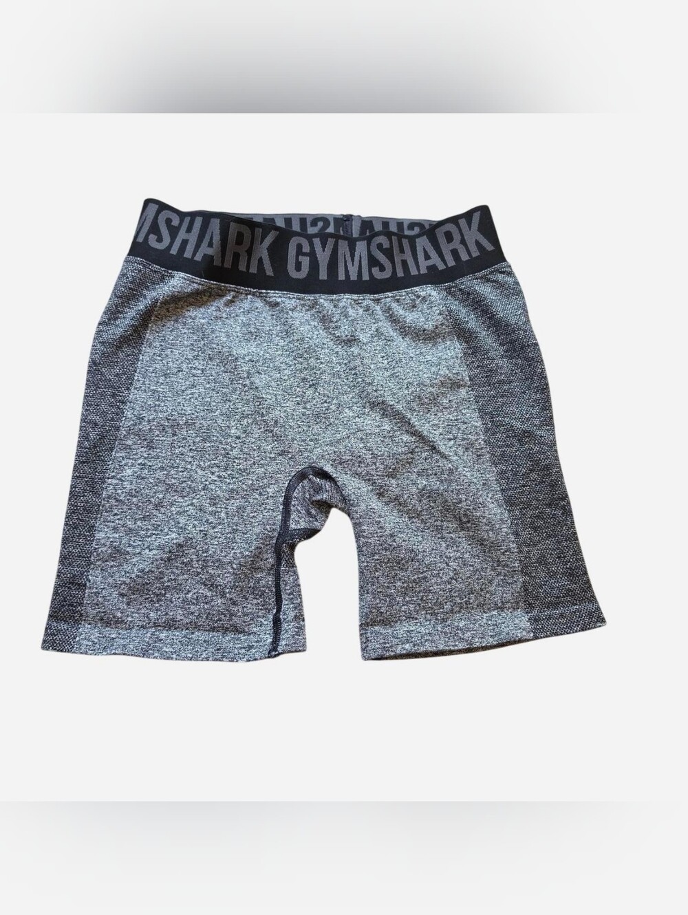 Gymshark Womens Heather Gray Athletic Shorts with Black Logo Waistband